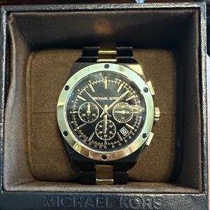 Michael Kors Black and Gold Chronograph Watch